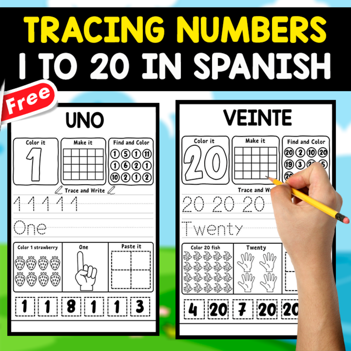An educational teaching resource from EDITORIAL LAURA EDUCA entitled TRACING NUMBERS 1 TO 20 | IN SPANISH downloadable at Teach Simple.