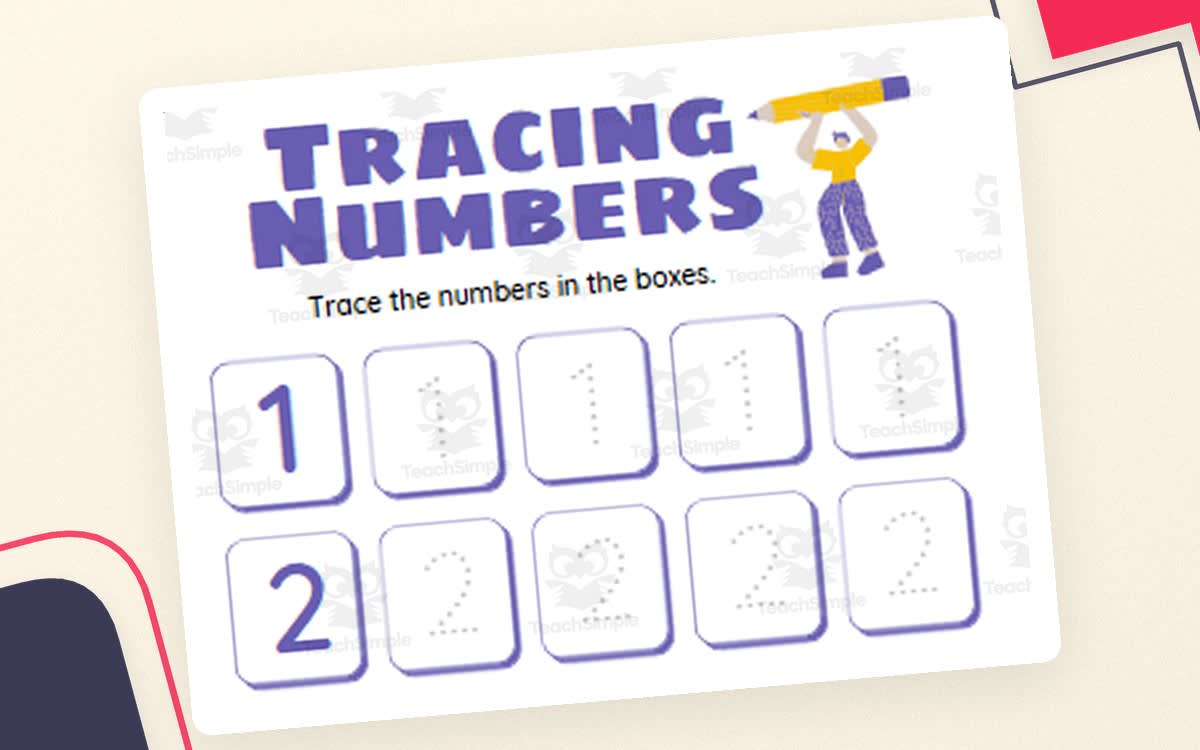 An educational teaching resource from Homemade Gifts Made Easy entitled Tracing Numbers from 1 to 5 downloadable at Teach Simple.