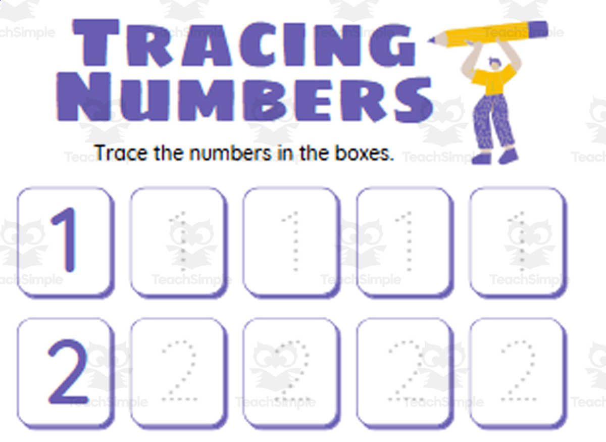 An educational teaching resource from Homemade Gifts Made Easy entitled Tracing Numbers from 1 to 5 downloadable at Teach Simple.