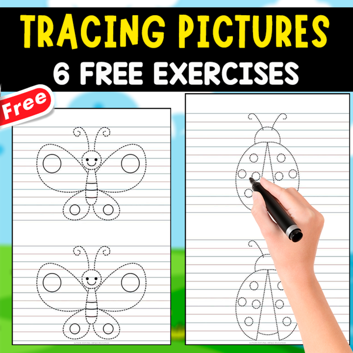 An educational teaching resource from EDITORIAL LAURA EDUCA entitled TRACING PICTURES | 6 FREE EXERCISES downloadable at Teach Simple.