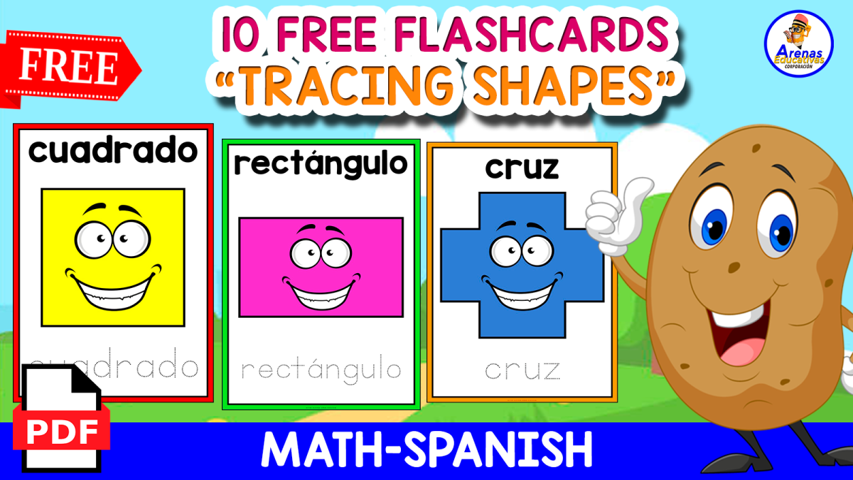 An educational teaching resource from EDITORIAL LAURA EDUCA entitled TRACING SHAPES | IN SPANISH | 10 FLASHCARDS downloadable at Teach Simple.