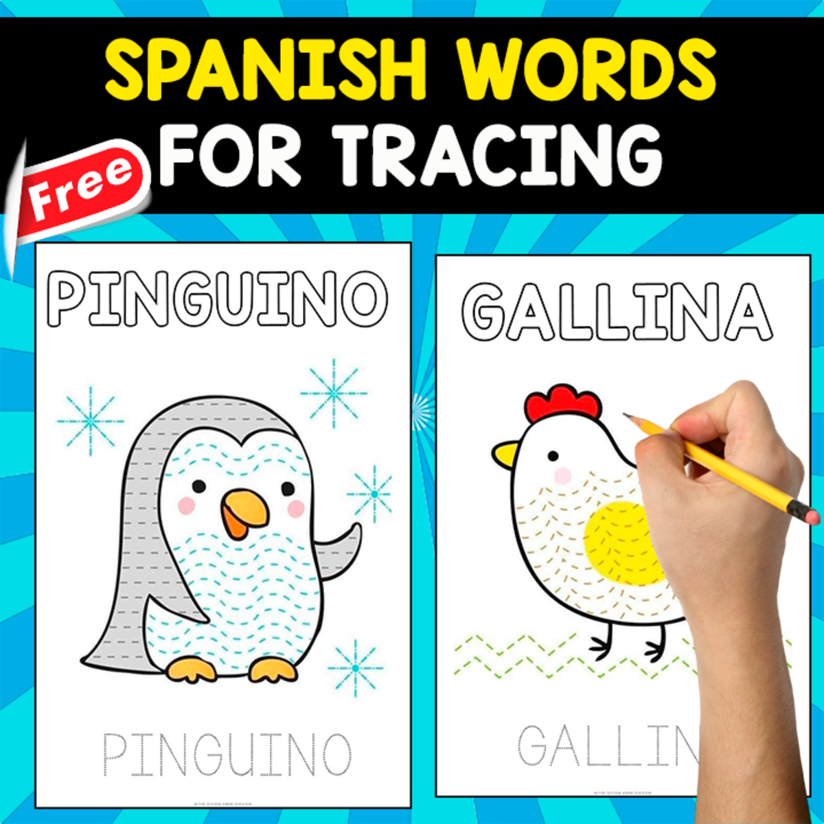 An educational teaching resource from EDITORIAL LAURA EDUCA entitled TRACING SPANISH WORDS AND PICTURES | 8 FREE IMAGES downloadable at Teach Simple.