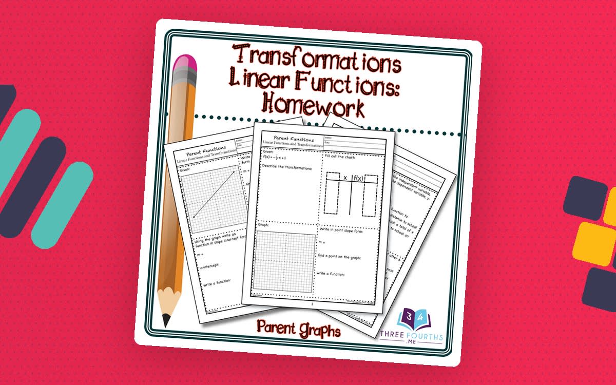 An educational teaching resource from ThreeFourthsMe entitled Transformations of Linear Functions: Classwork or Homework downloadable at Teach Simple.