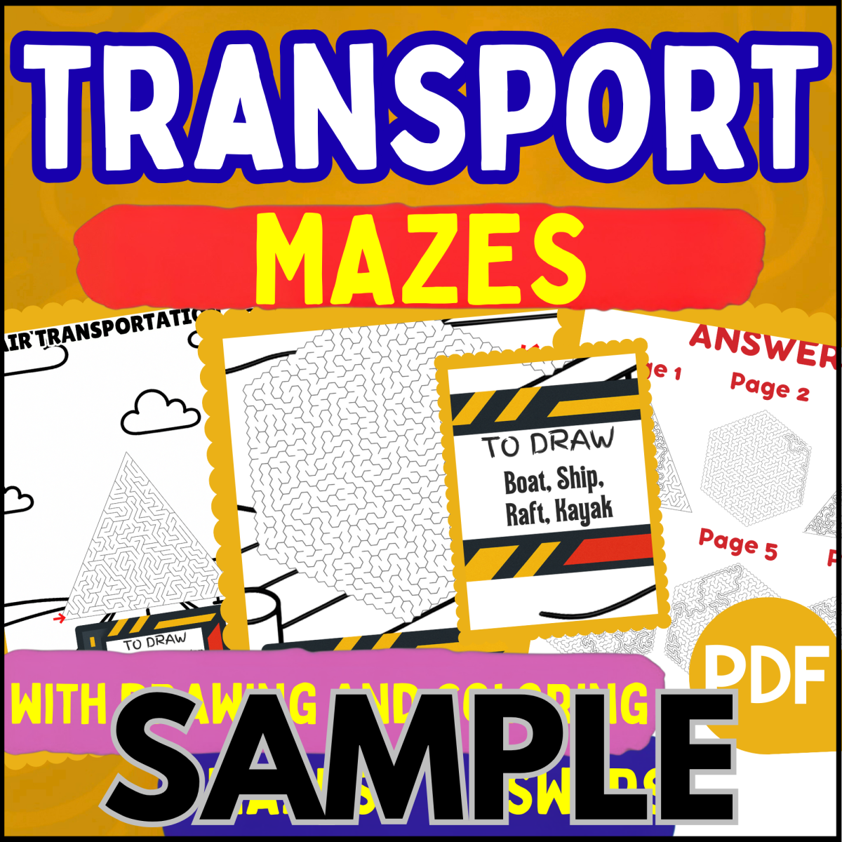 An educational teaching resource from Cored Education entitled Transport Maze: 1 Page Sample (PDF) downloadable at Teach Simple.