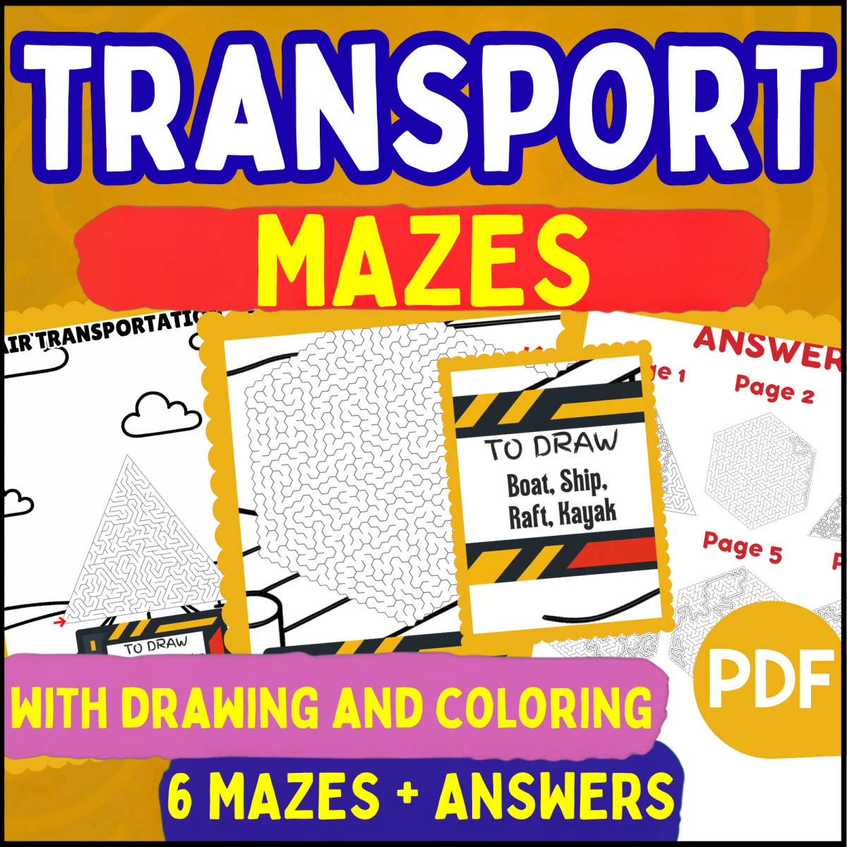 An educational teaching resource from Cored Education entitled Transport Mazes (PDF) downloadable at Teach Simple.