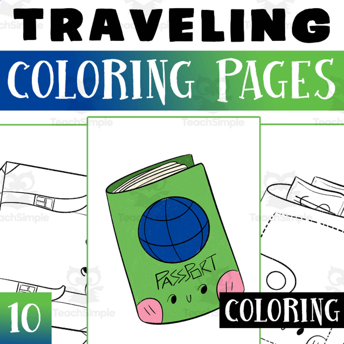 An educational teaching resource from Lapiiin Art Activities entitled Travel Coloring Pages Worksheet Activity For Morning Work downloadable at Teach Simple.