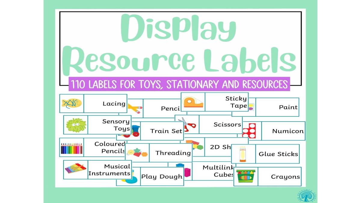 An educational teaching resource from SEN Resource Source entitled Tray and Resource Labels downloadable at Teach Simple.