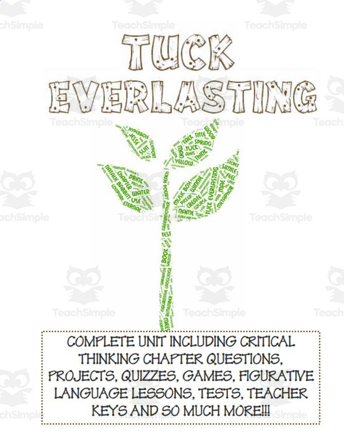 An educational teaching resource from Golden Ticket Teacher entitled Tuck Everlasting No Prep, Figurative Language Unit downloadable at Teach Simple.