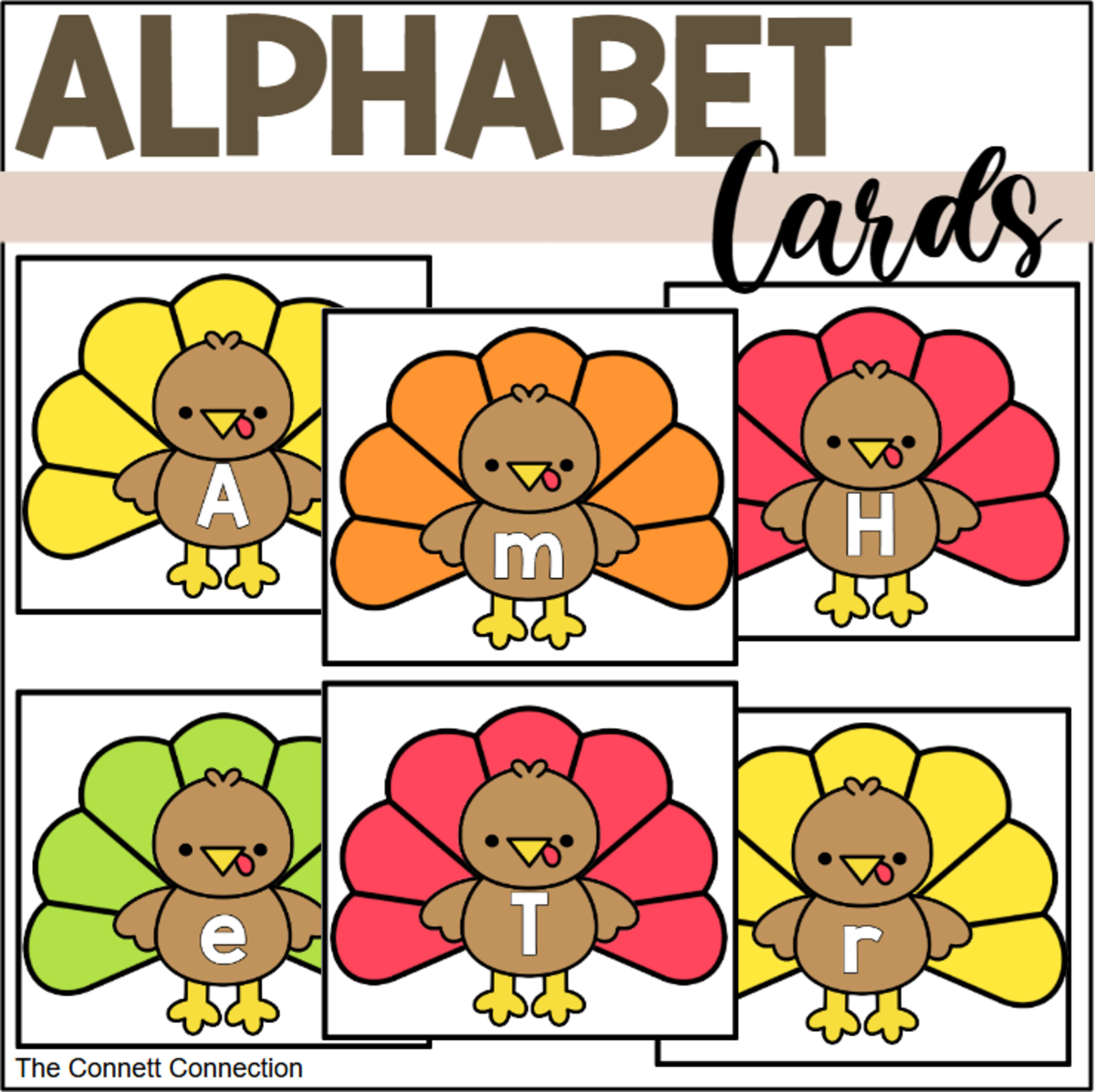 An educational teaching resource from The Connett Connection entitled Turkey Alphabet Cards downloadable at Teach Simple.