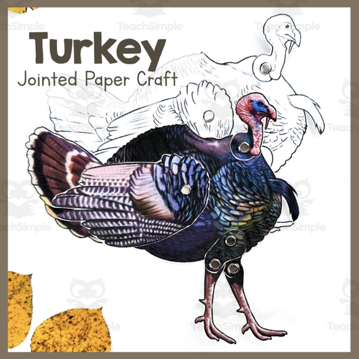 An educational teaching resource from Simply Schoolgirl entitled Turkey | Jointed Animal Craft | Articulated Craft downloadable at Teach Simple.