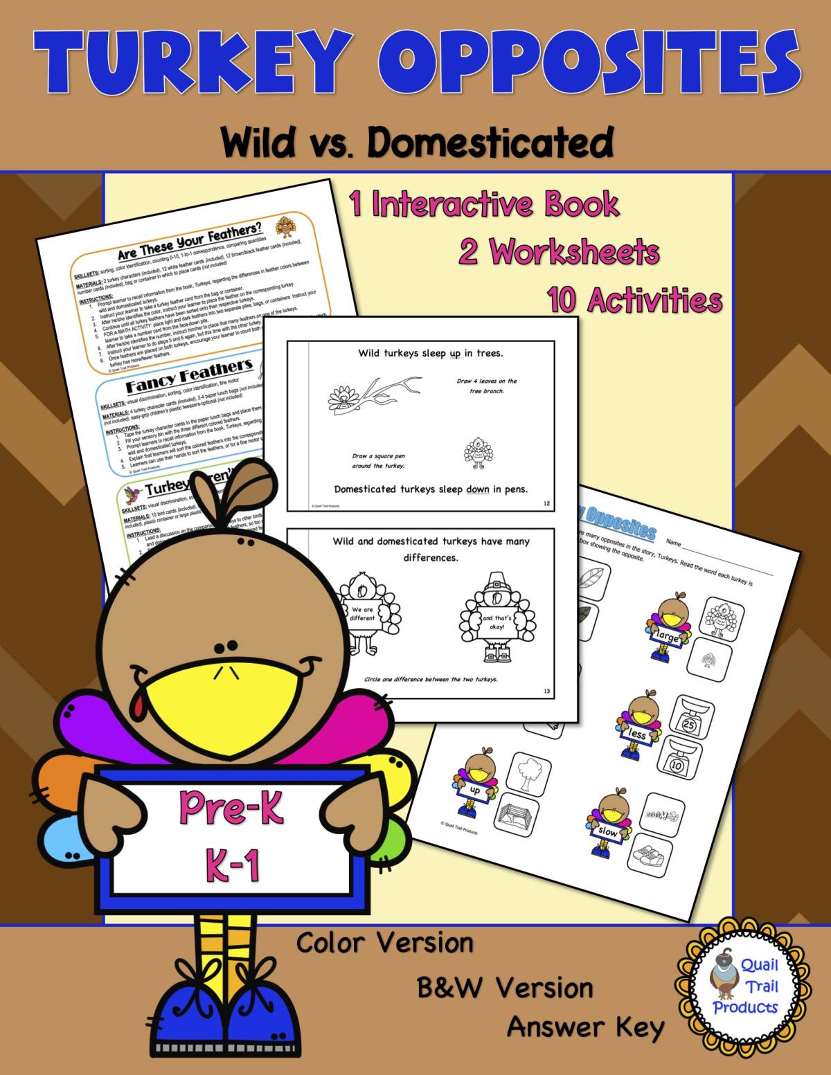 Turkey Opposites Book and Learning Activities preview