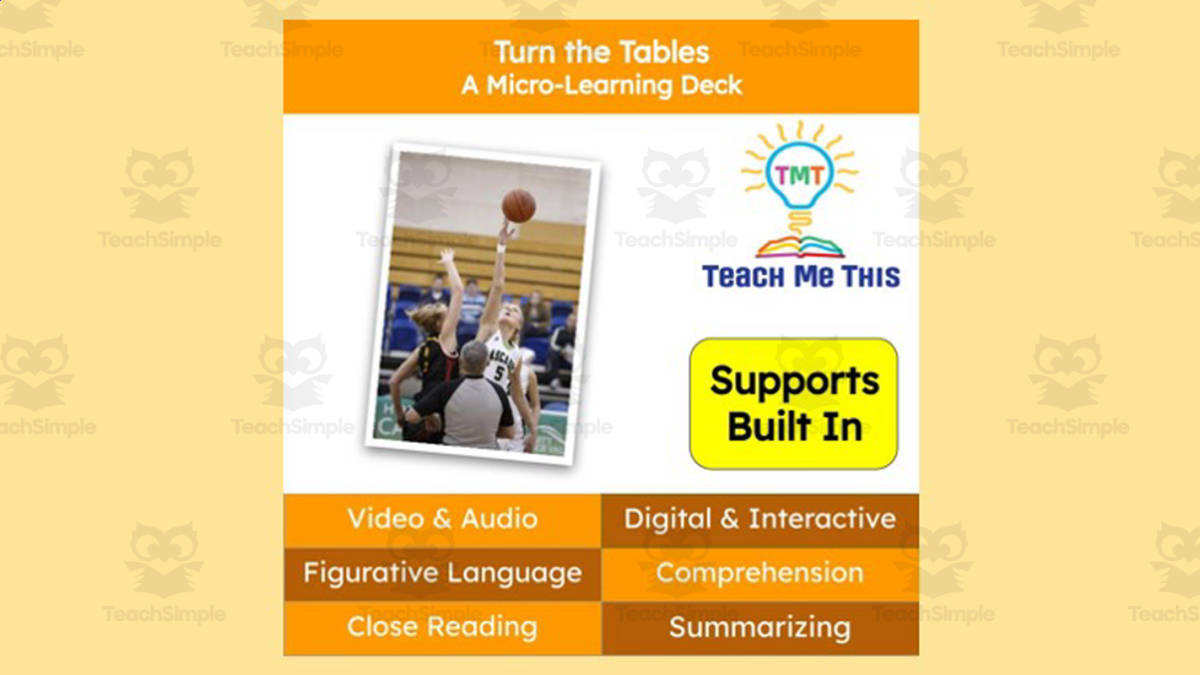 An educational teaching resource from Teach Me This entitled Turn the Tables | Figurative Language Activity | Micro-Learning Deck downloadable at Teach Simple.