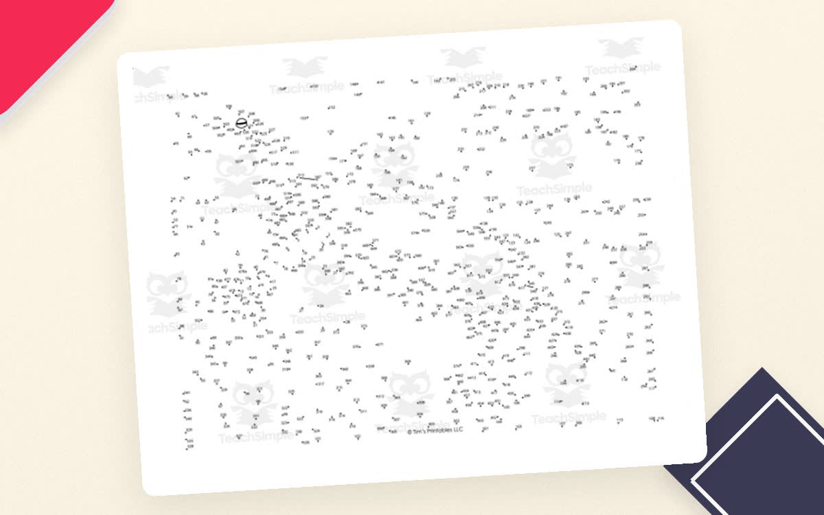 An educational teaching resource from Tim's Printables entitled Turtle Extreme Dot-to-Dot – 618-Dot Puzzle downloadable at Teach Simple.