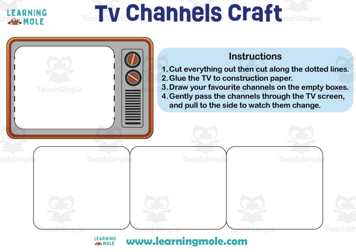 An educational teaching resource from Educational Voice entitled TV Channels Craft downloadable at Teach Simple.