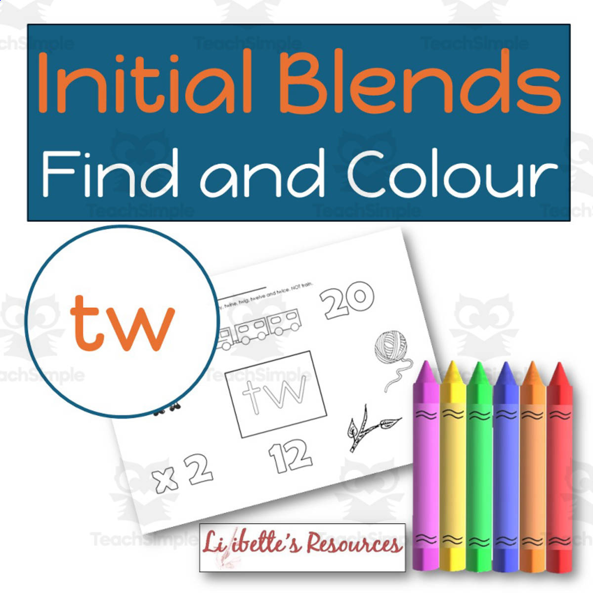 An educational teaching resource from Lilibette's Resources entitled TW Beginning Blends Worksheets / Phonemic Awareness Activities downloadable at Teach Simple.
