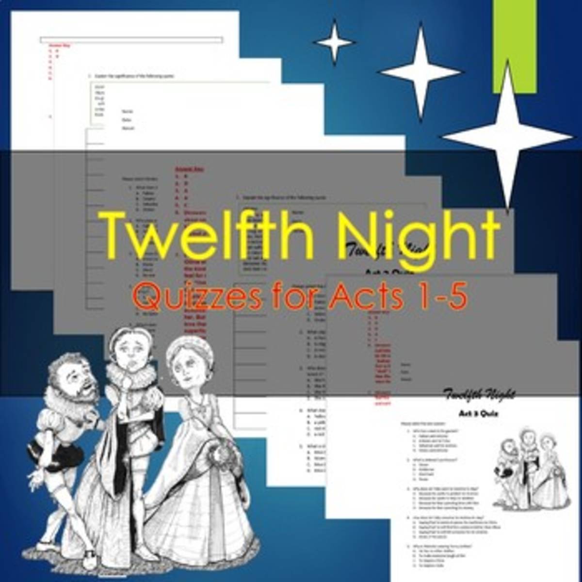 An educational teaching resource from Educate and Create entitled Twelfth Night Quizzes downloadable at Teach Simple.