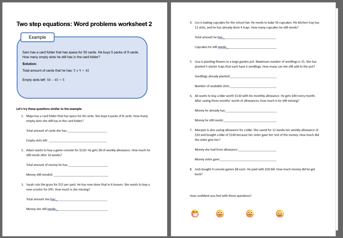 Two Step Word Problems 3rd Grade - No Variable - Find Constant preview