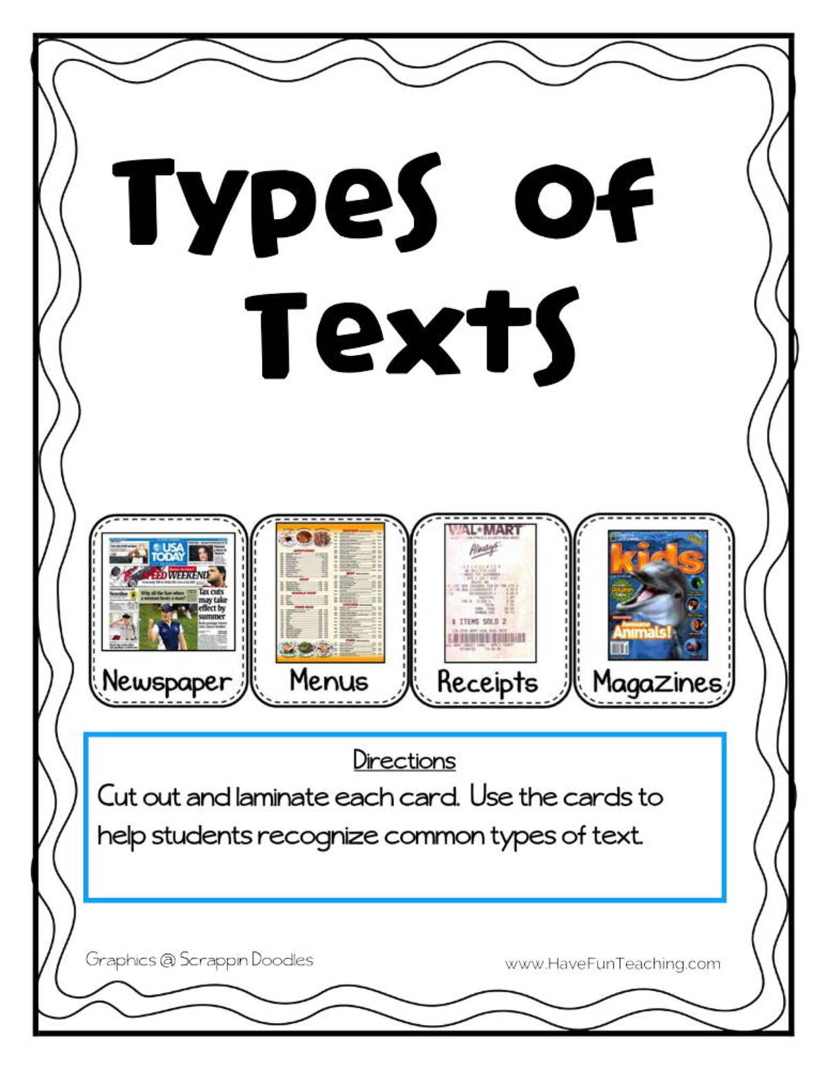 An educational teaching resource from Have Fun Teaching entitled Types of Text Activity downloadable at Teach Simple.