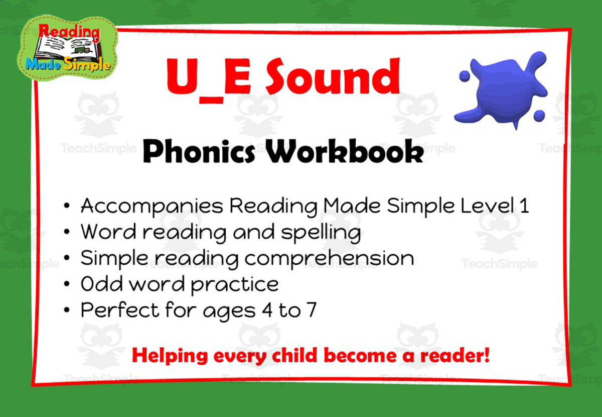 An educational teaching resource from Lilibette's Resources entitled U_E: Phonics Workbook Reading Made Simple downloadable at Teach Simple.