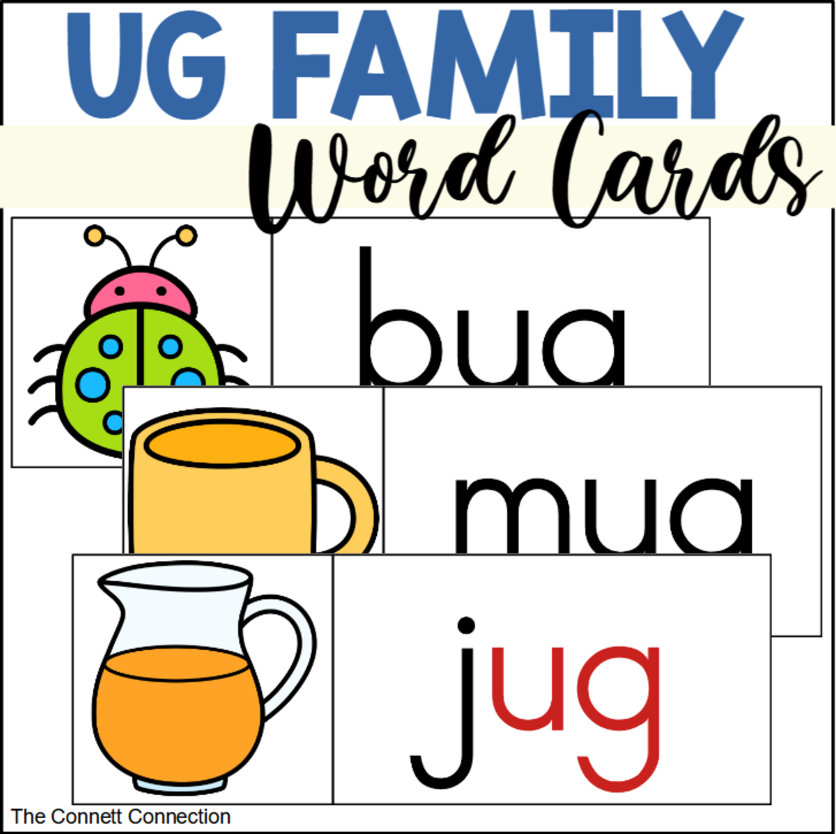 An educational teaching resource from The Connett Connection entitled UG Word Family Word Wall Cards downloadable at Teach Simple.