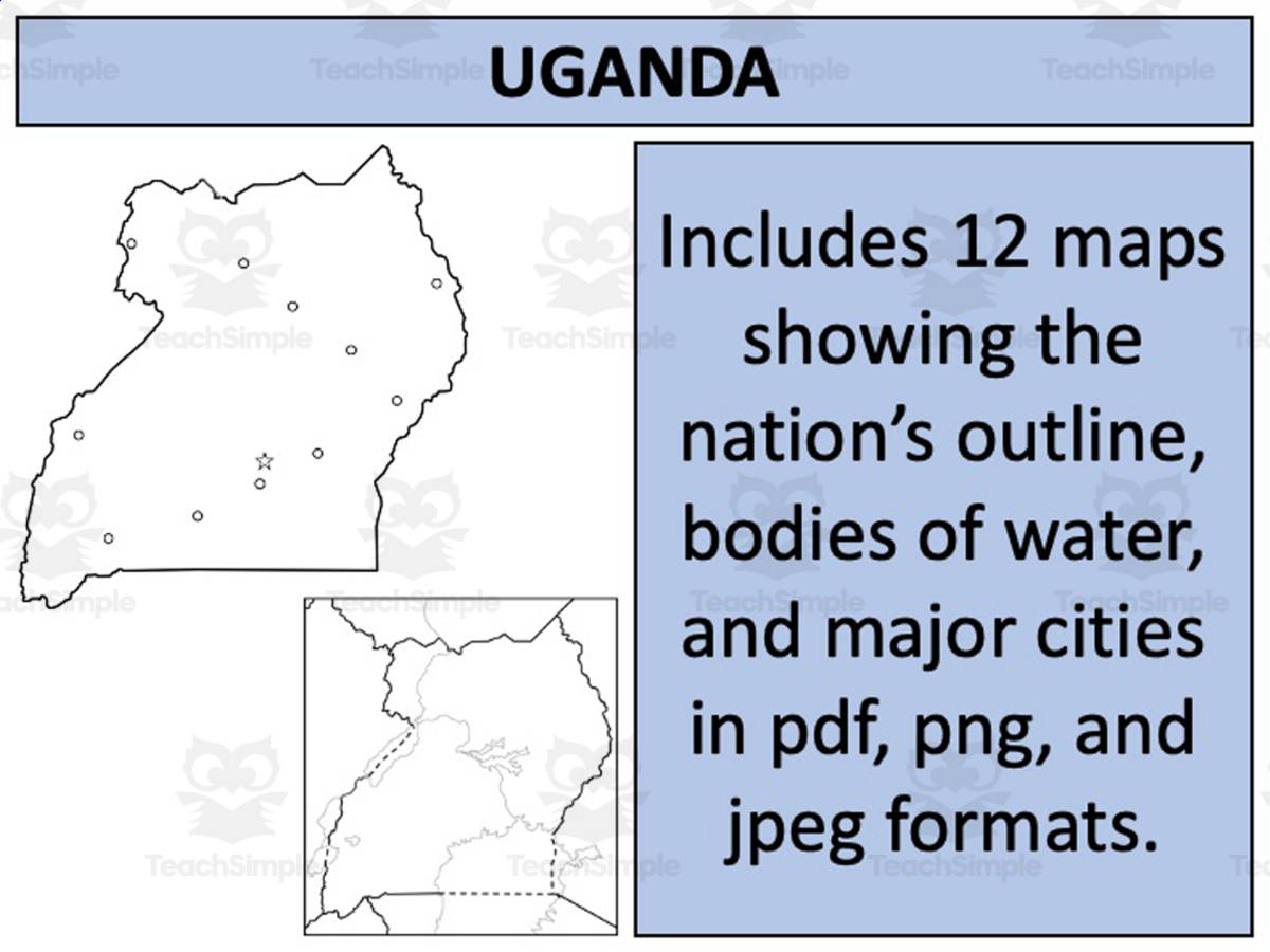 An educational teaching resource from Mr Gray History entitled Uganda Map Resources downloadable at Teach Simple.