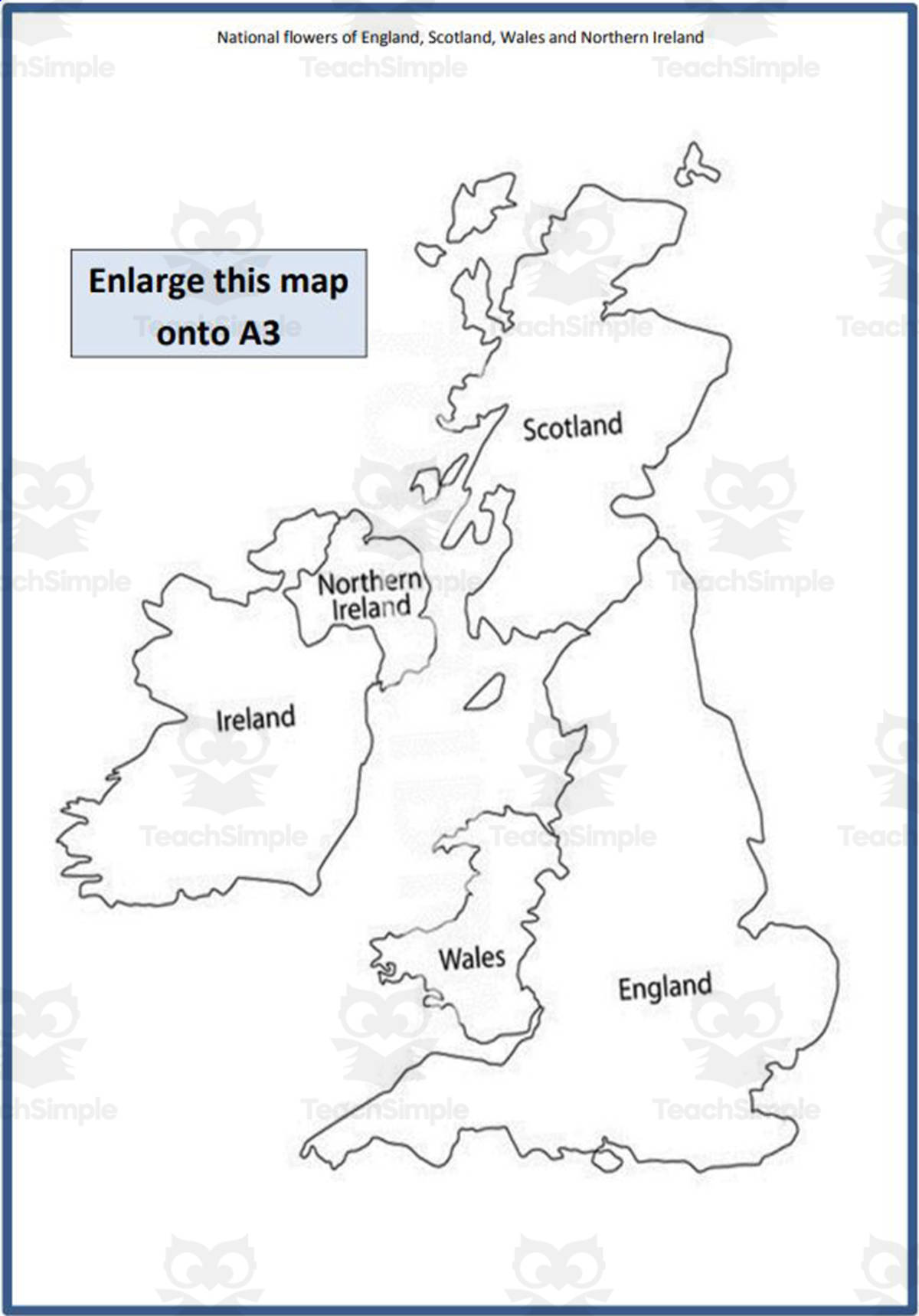 An educational teaching resource from Elementary Resources 4 U entitled UK National Flowers - England, Scotland, N Ireland + Wales downloadable at Teach Simple.