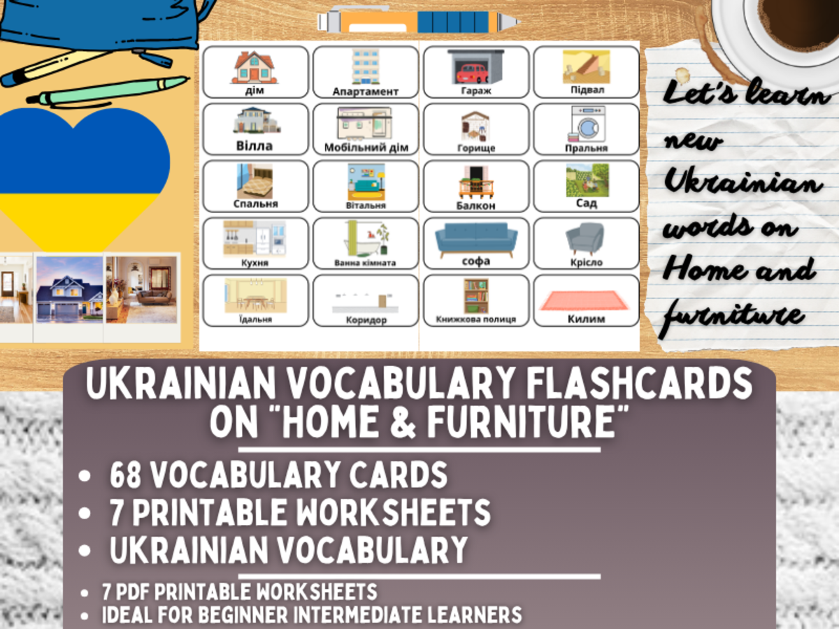 Ukrainian Picture Vocabulary Flashcards - Home & Furniture preview