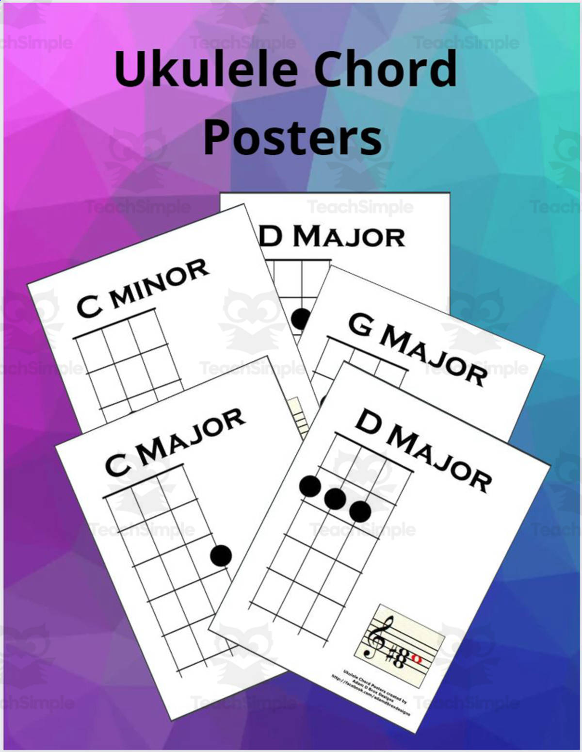 An educational teaching resource from Adam Brox Music Store entitled Ukulele Chord Posters downloadable at Teach Simple.