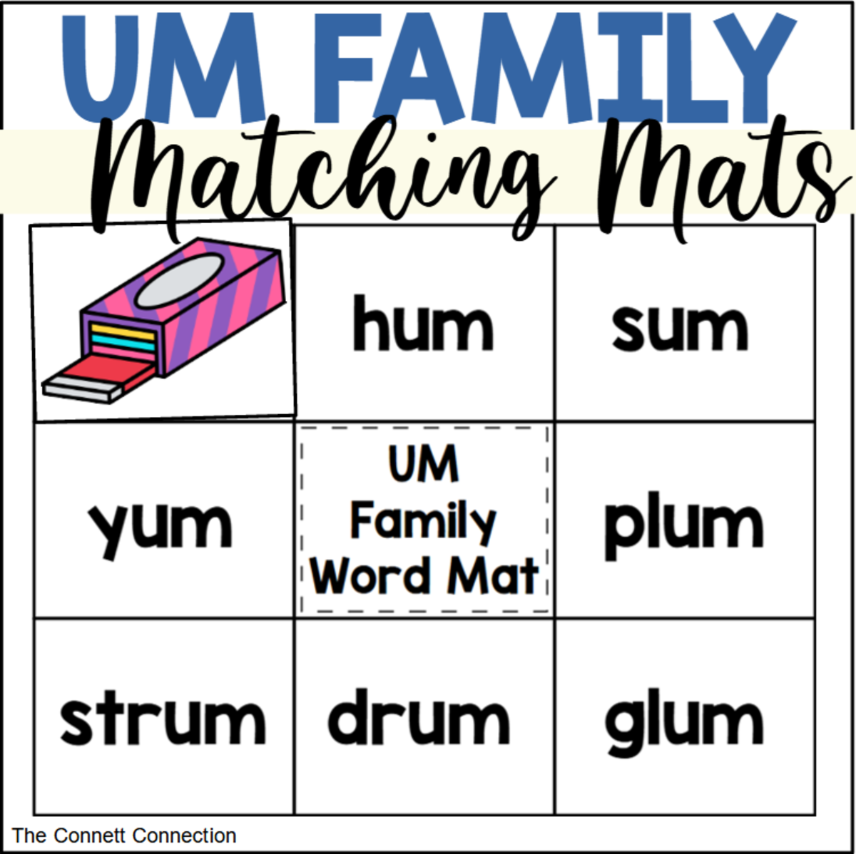 An educational teaching resource from The Connett Connection entitled UM Words Matching Mats downloadable at Teach Simple.