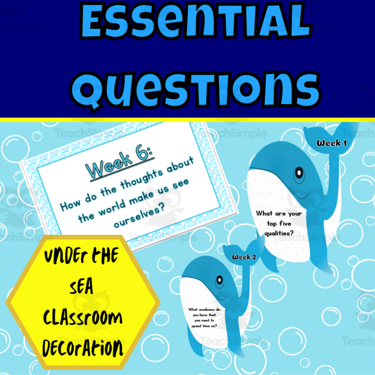 An educational teaching resource from Ezee 101 entitled Under the sea essential questions wave edition downloadable at Teach Simple.