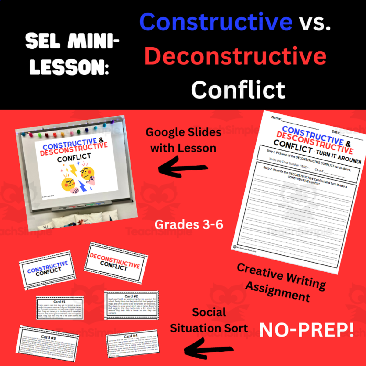 An educational teaching resource from Mrs Bonie Just Teach entitled Understanding Conflict- SEL Lesson | Grades 3, 4, 5, and 6 downloadable at Teach Simple.