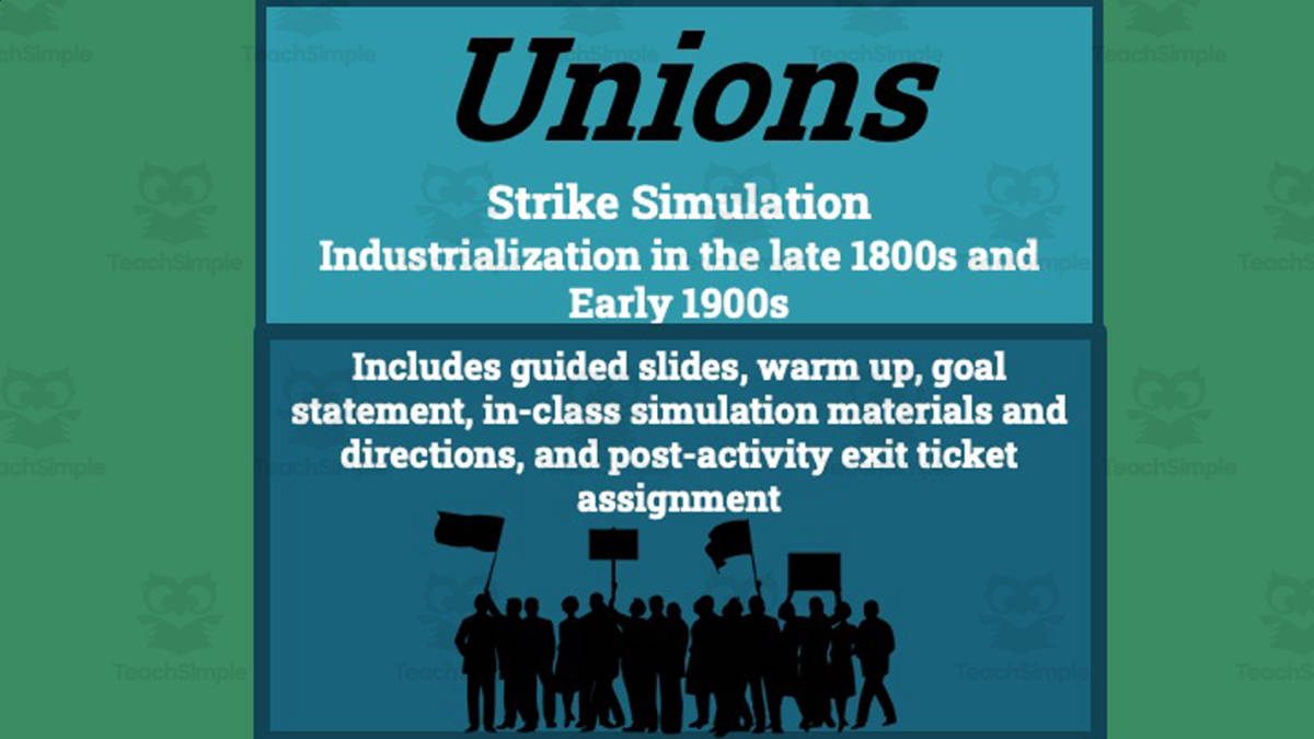 An educational teaching resource from Ed Dynamic entitled Unions Simulation downloadable at Teach Simple.