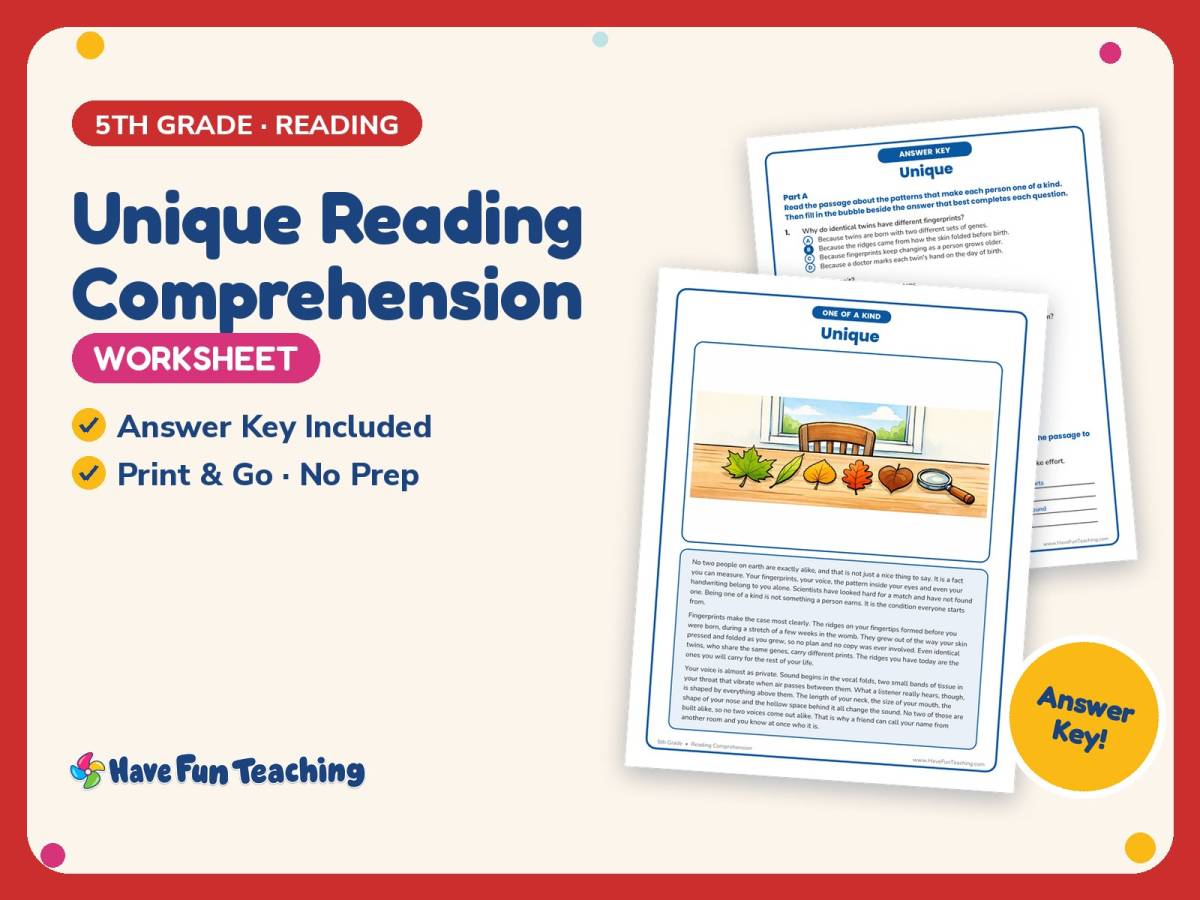 Unique Reading Comprehension Worksheet – 5th Grade Character Education preview