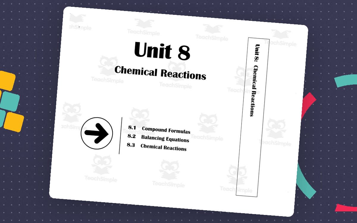 An educational teaching resource from Integrated Chemistry and Physics entitled Unit 8 - Binder Divider, Test, and Recovery Quiz downloadable at Teach Simple.