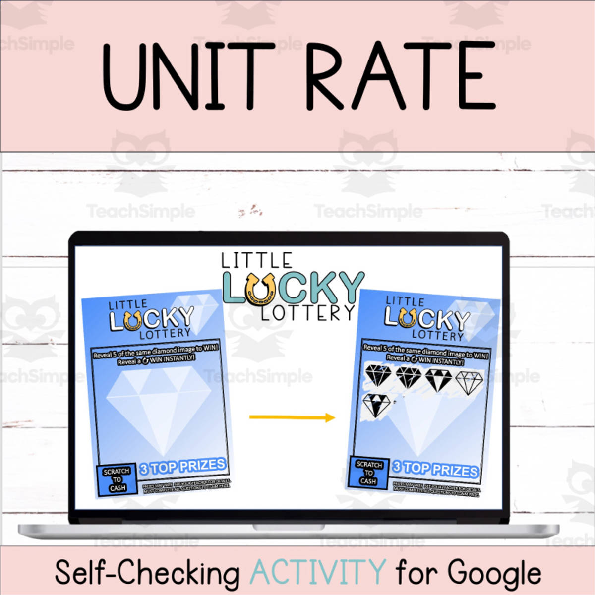 An educational teaching resource from Digitally Yours Shop entitled Unit Rate Digital Self-Checking Activity downloadable at Teach Simple.