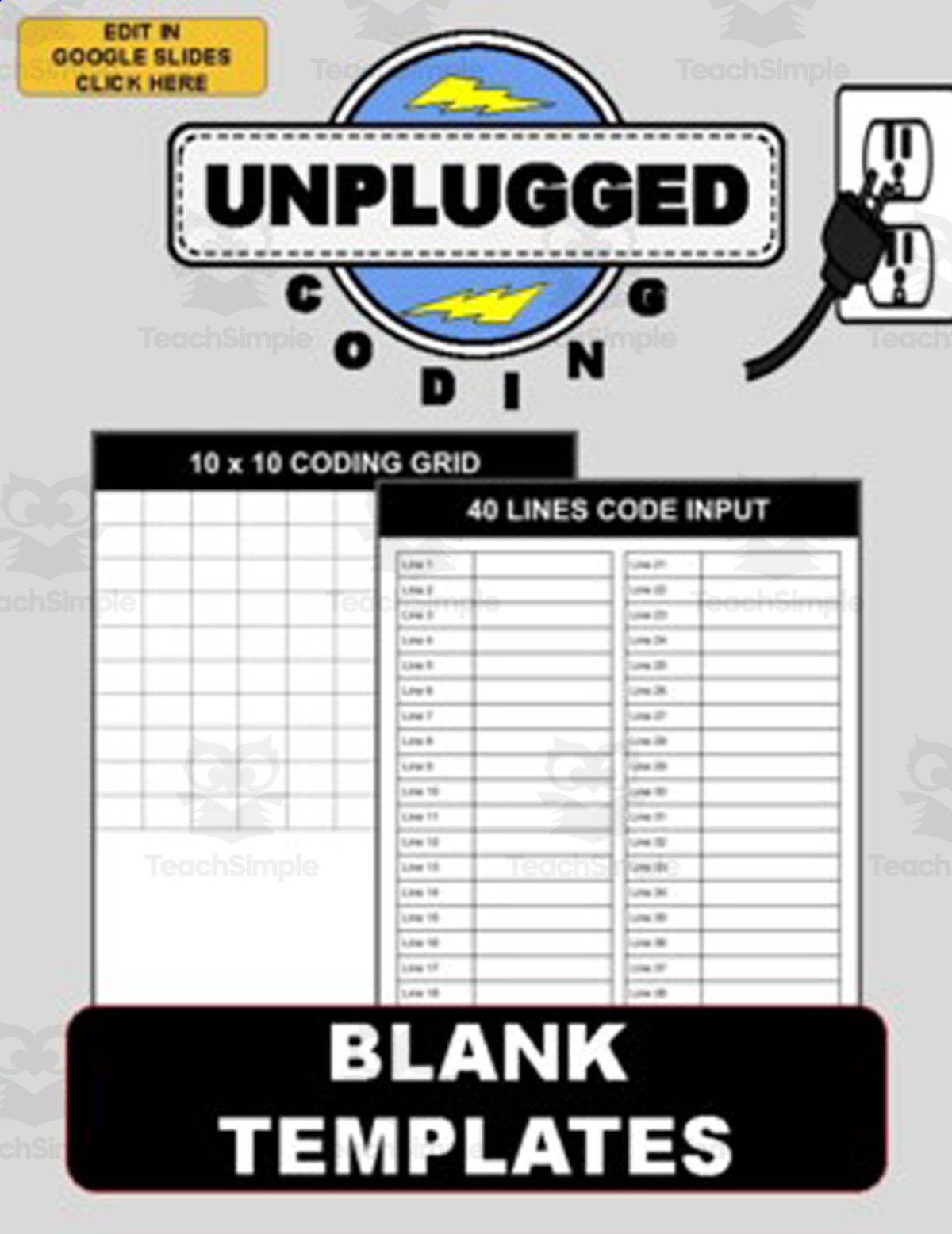 An educational teaching resource from Roombop entitled Unplugged Coding Blank Template downloadable at Teach Simple.