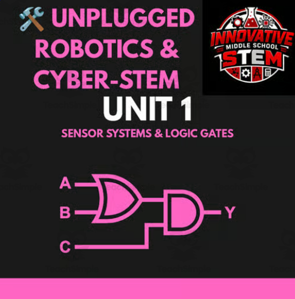 An educational teaching resource from Innovative Middle School STEM entitled Unplugged Cyber-STEM Pack 1: Sensors & Logic Gates (Grades 4–8) downloadable at Teach Simple.