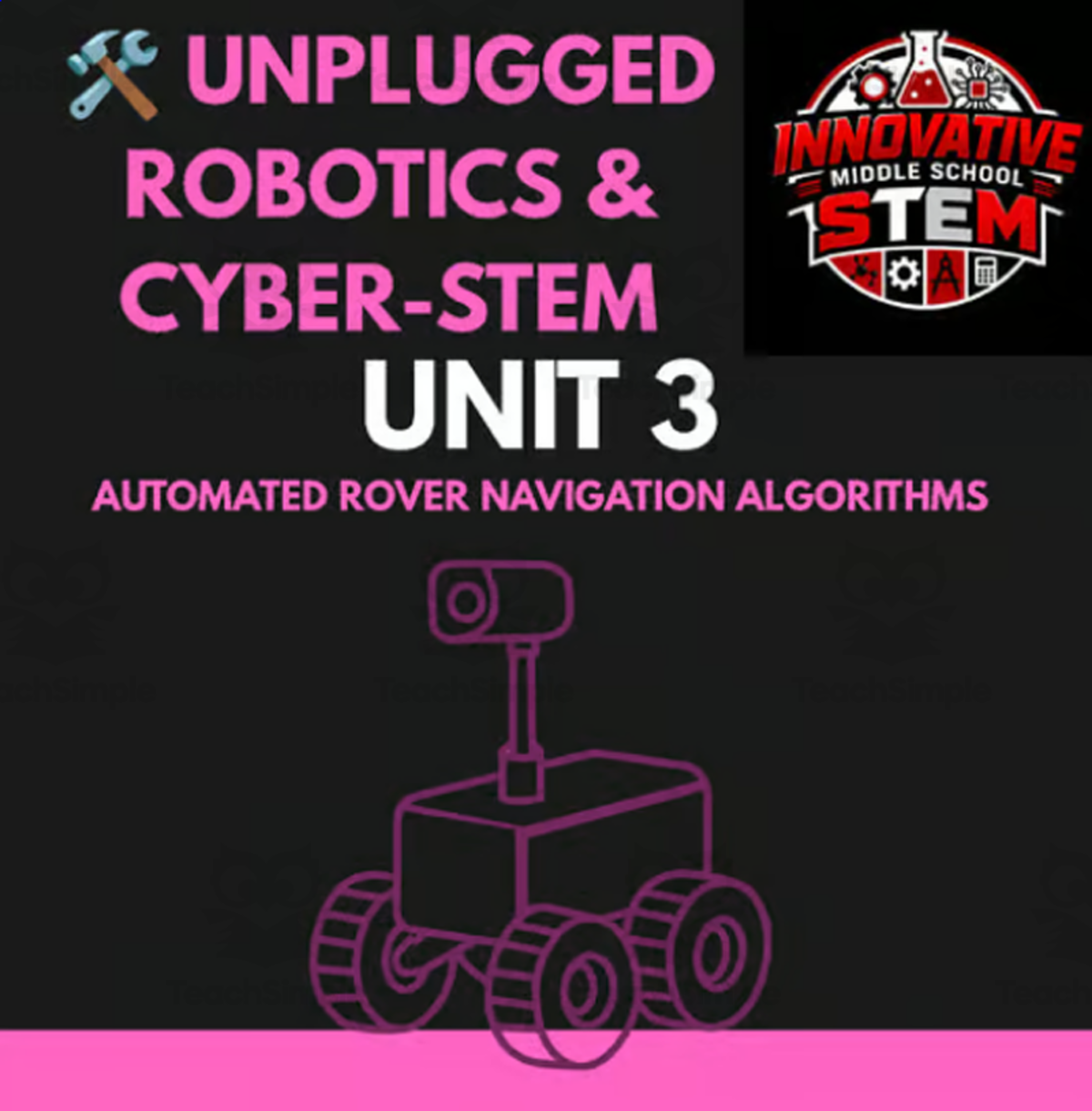 An educational teaching resource from Innovative Middle School STEM entitled Unplugged Cyber-STEM Pack 3: Rover Navigation (Grades 4–8) downloadable at Teach Simple.
