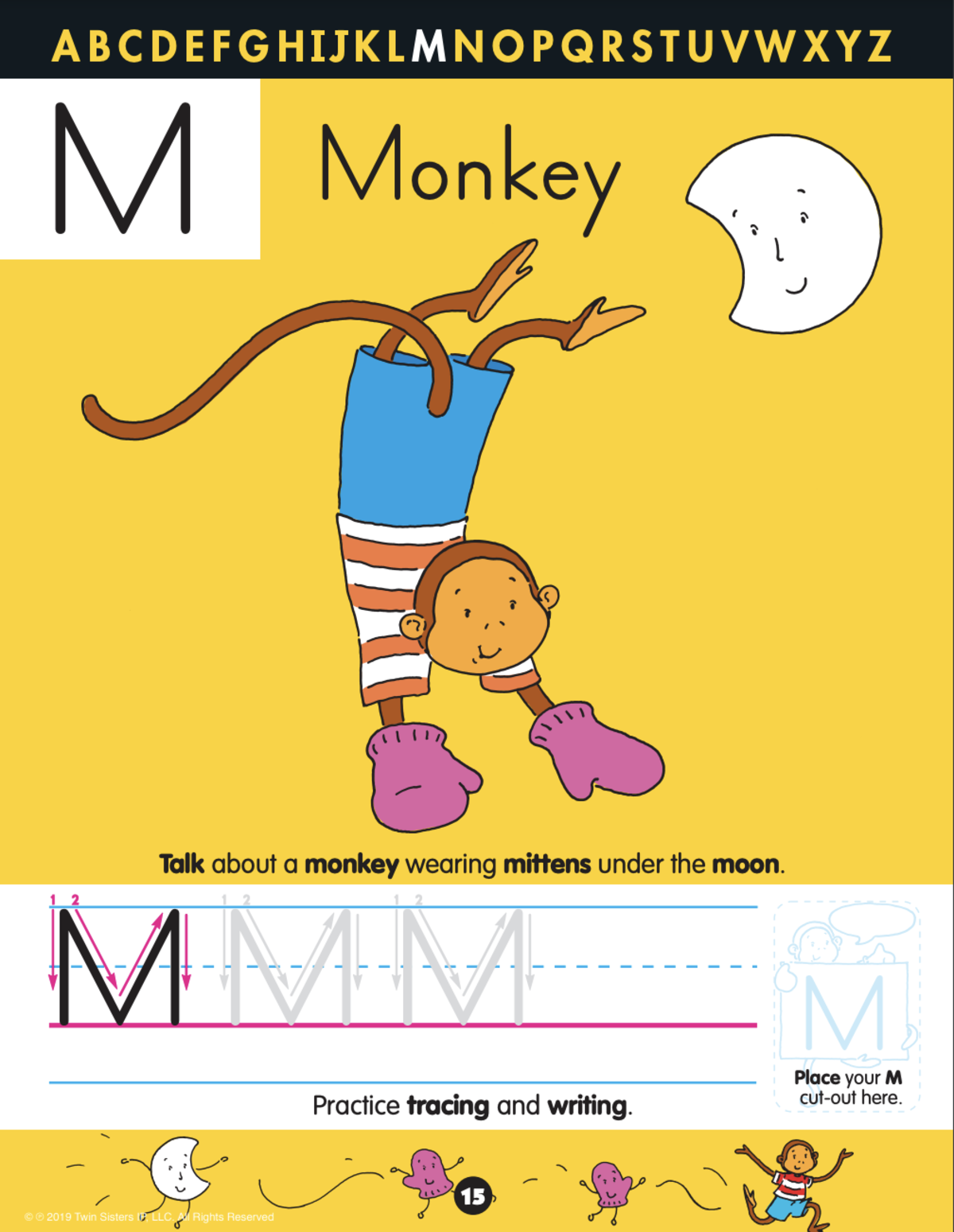 An educational teaching resource from Twin Sisters Digital Media entitled Uppercase ABCs Practice: Letters A-M Activity Book downloadable at Teach Simple.