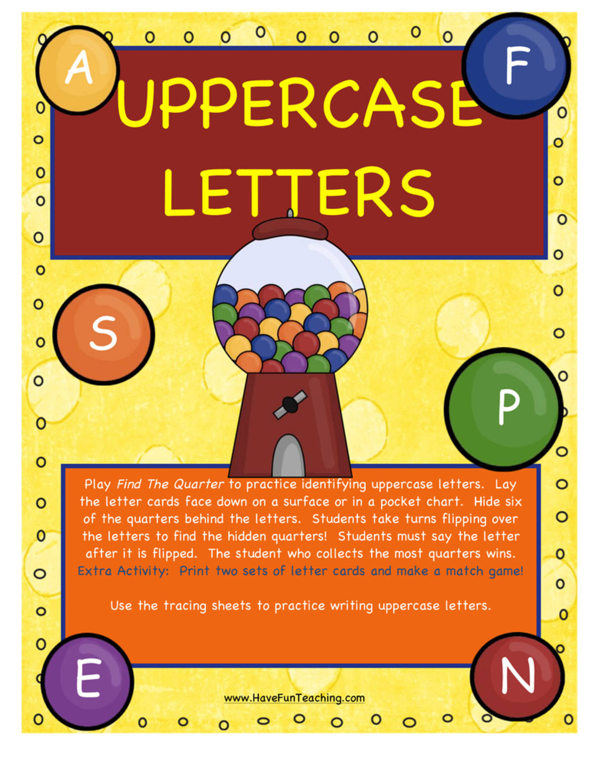 An educational teaching resource from Have Fun Teaching entitled Uppercase Letters Activity downloadable at Teach Simple.