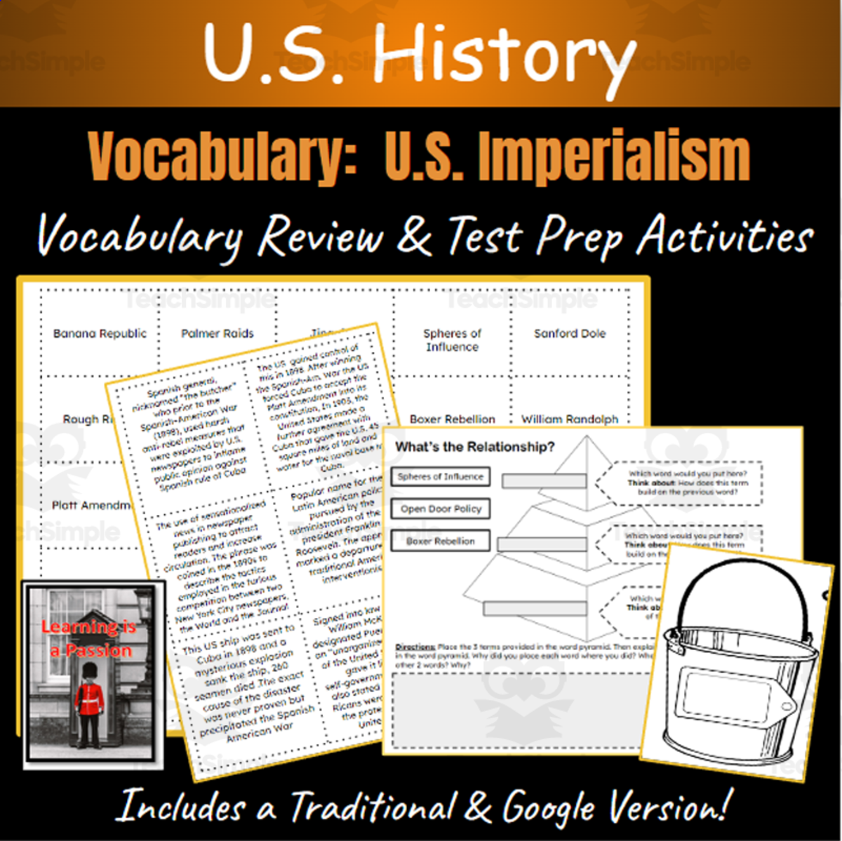 An educational teaching resource from Learning is a Passion entitled U.S. History: Vocabulary Activities about Imperialism - Test & Review downloadable at Teach Simple.