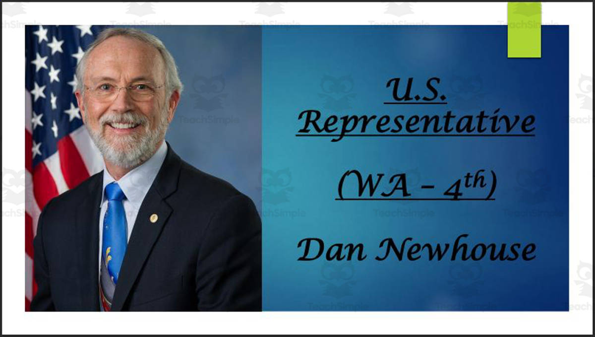 An educational teaching resource from Mr. Matthews Teacher Store entitled U.S. Representative Dan Newhouse (WA - 4th) BIO PPT downloadable at Teach Simple.