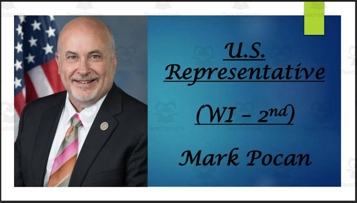 An educational teaching resource from Mr. Matthews Teacher Store entitled U.S. Representative Mark Pocan (WI - 2nd) BIO PPT downloadable at Teach Simple.