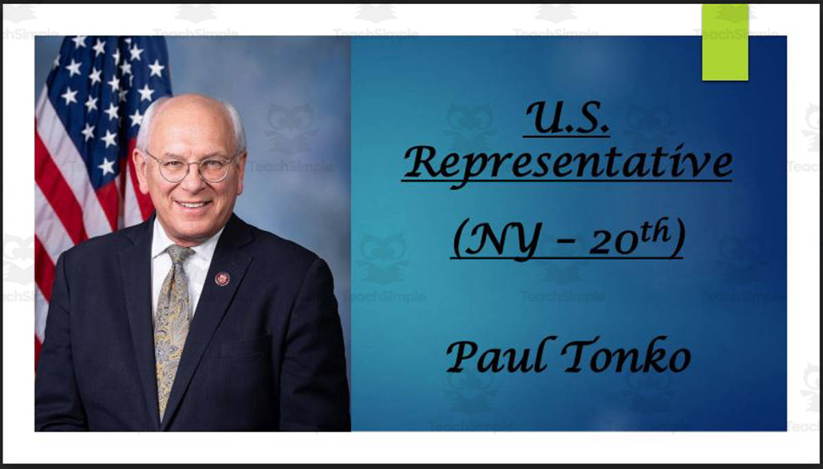 An educational teaching resource from Mr. Matthews Teacher Store entitled U.S. Representative Paul Tonko (NY - 20th) BIO PPT downloadable at Teach Simple.
