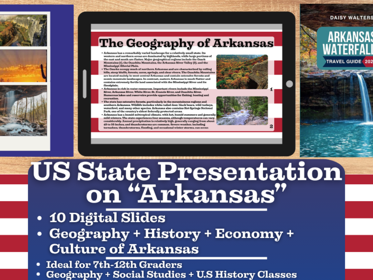 An educational teaching resource from Learning with Alan entitled US State Presentation on Arkansas downloadable at Teach Simple.