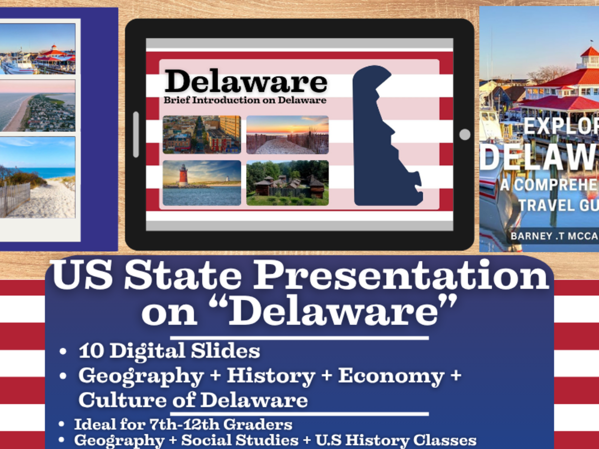 An educational teaching resource from Learning with Alan entitled US State Presentation on Delaware downloadable at Teach Simple.