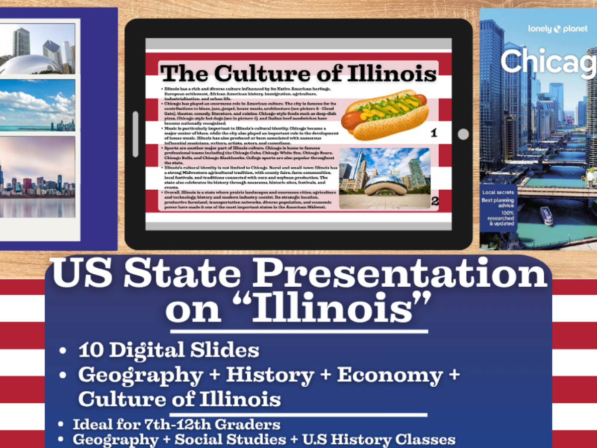 An educational teaching resource from Learning with Alan entitled US State Presentation on Illinois downloadable at Teach Simple.