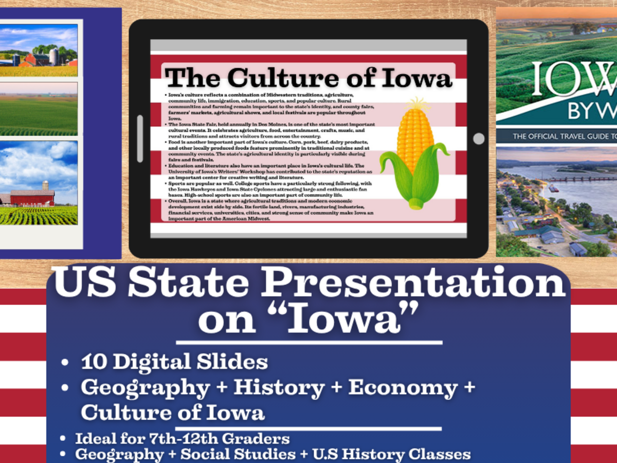 An educational teaching resource from Learning with Alan entitled US State Presentation on Iowa downloadable at Teach Simple.