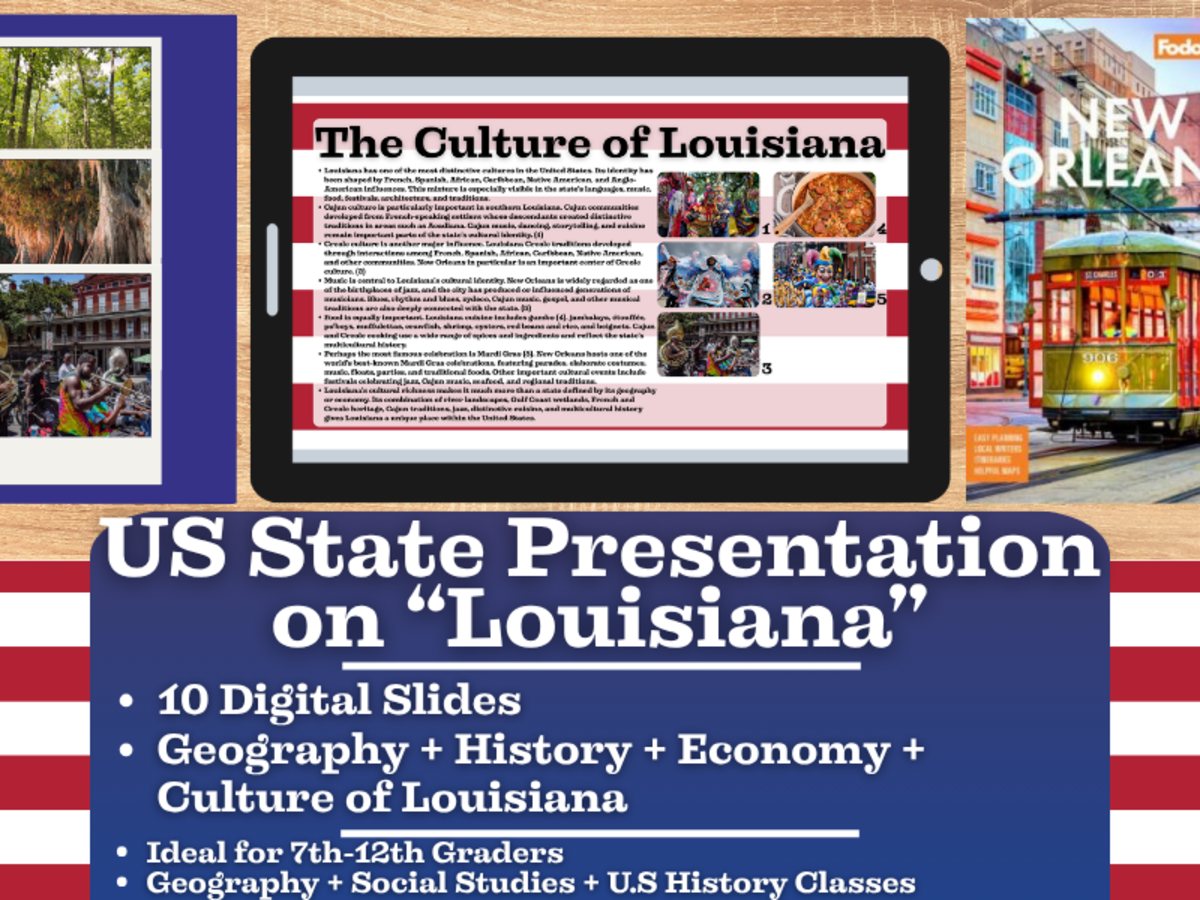 An educational teaching resource from Learning with Alan entitled US State Presentation on Louisiana downloadable at Teach Simple.