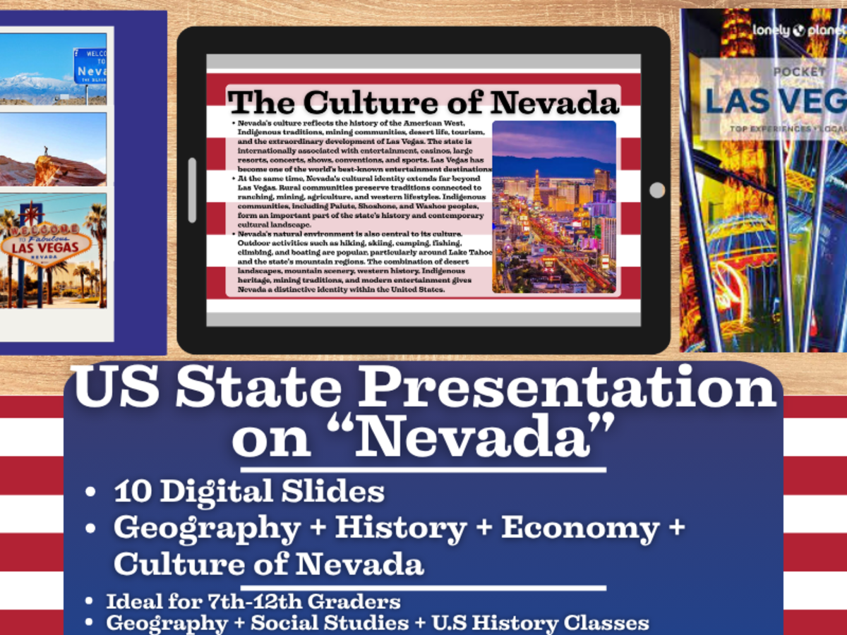 An educational teaching resource from Learning with Alan entitled US State Presentation on Nevada downloadable at Teach Simple.